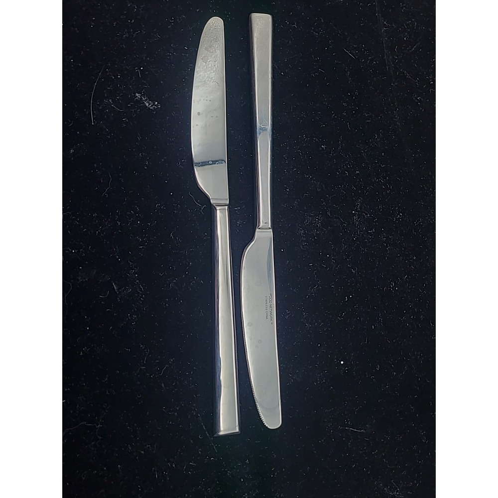Food Network stainless flatware Chive‎ lot of 2 dinner Knives 9 3/8"